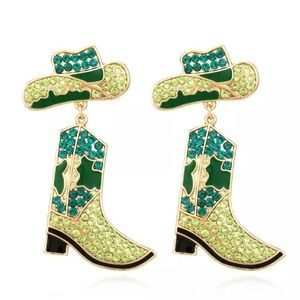 Cowgirl Cowboy Boots Beaded Dangle Earrings